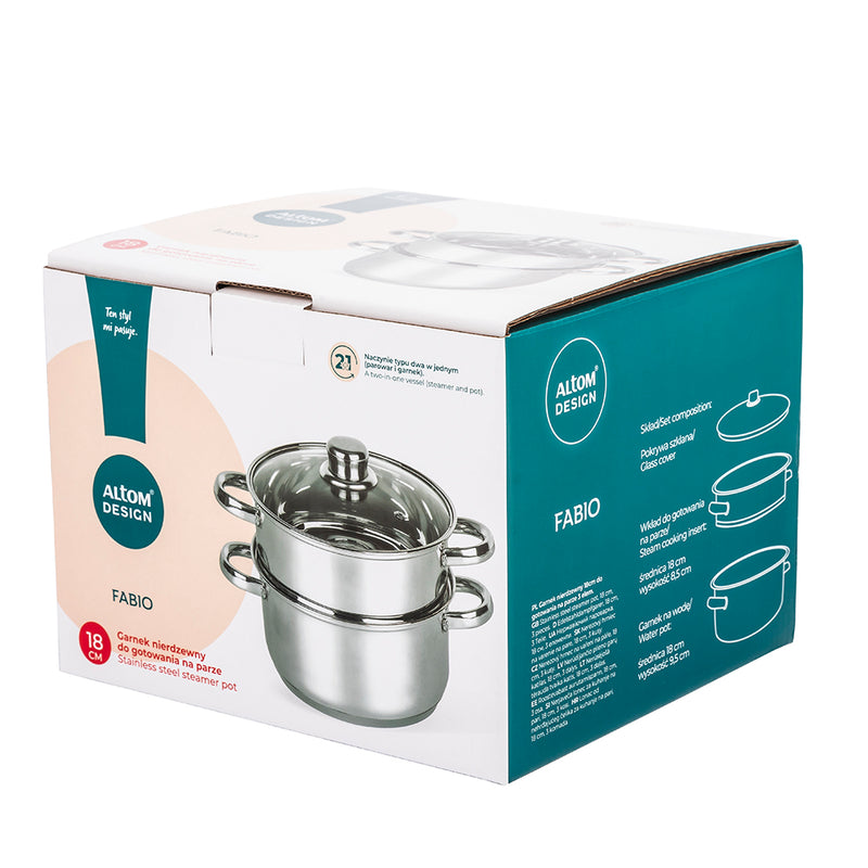 Load image into Gallery viewer, Fabio 18cm stainless steel steamer set 3pcs | 20400488