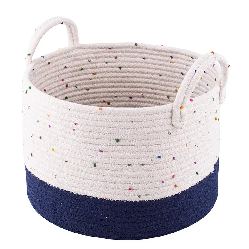 Завантажте зображення в засіб перегляду галереї, Woven basket | 28x28x20 cm | white-navy blue | 4080048