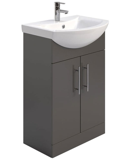 Sonas Belmont Gloss Grey 55Cm Vanity Unit | ELTBEL55GG