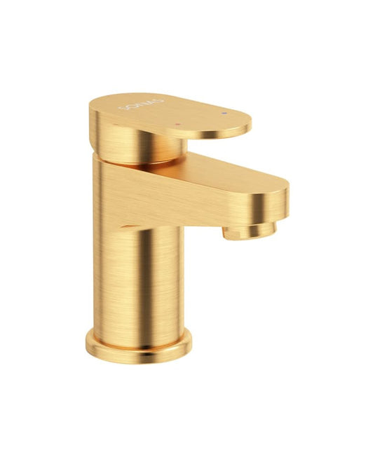 basin mixer in brushed gold