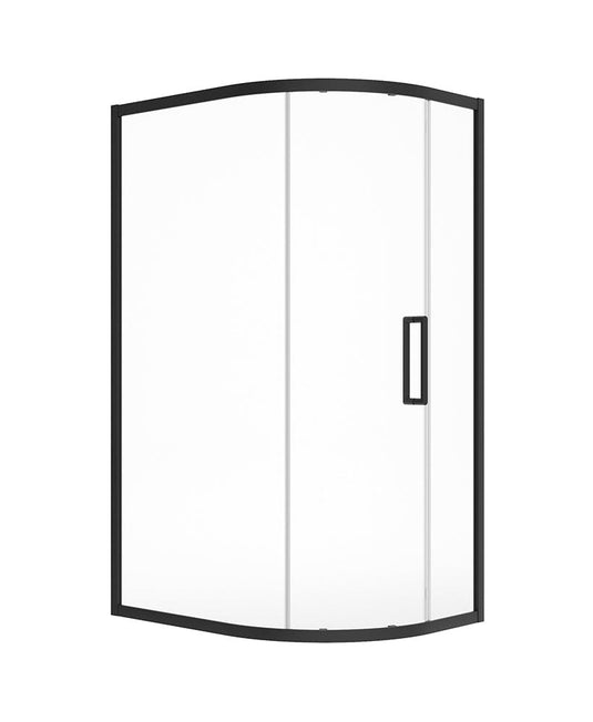 Sonas Aspect 8Mm Framed Single Door Offset Quadrant 1200X800X2000 Matt Black | USE00067