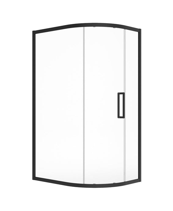 Sonas Aspect 8Mm Framed Single Door Offset Quadrant 1200X900X2000 Matt Black | USE00068