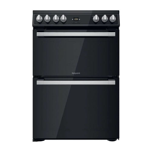 black and stainless steel ceramic cooker with double oven