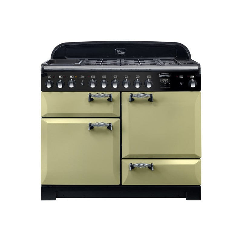 Load image into Gallery viewer, Rangemaster Elan Deluxe 110 | Dual Fuel | Olive Green | Chrome Trim | ELA110DFFOG/
