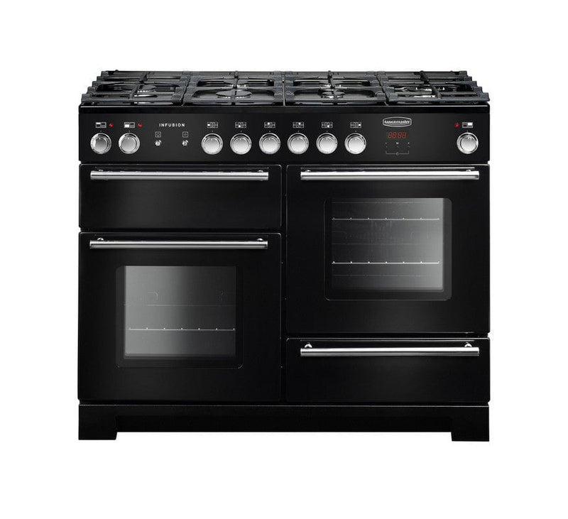 Load image into Gallery viewer, Rangemaster Infusion 110 | Dual Fuel | Black | Chrome Trim | INF110DFFBL/
