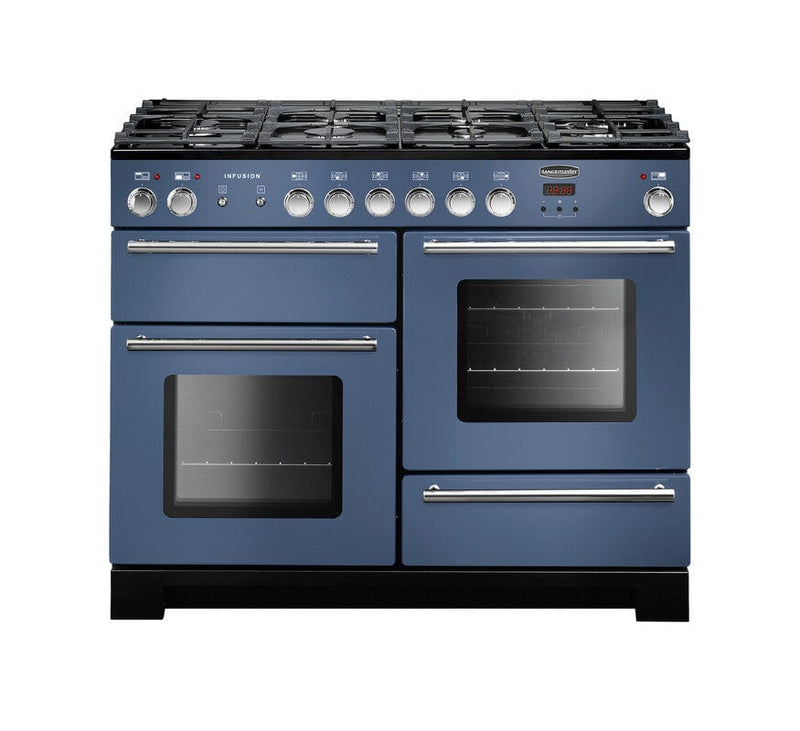 Load image into Gallery viewer, Rangemaster Infusion 110 | Dual Fuel | Stone Blue | Chrome Trim | INF110DFFSB/
