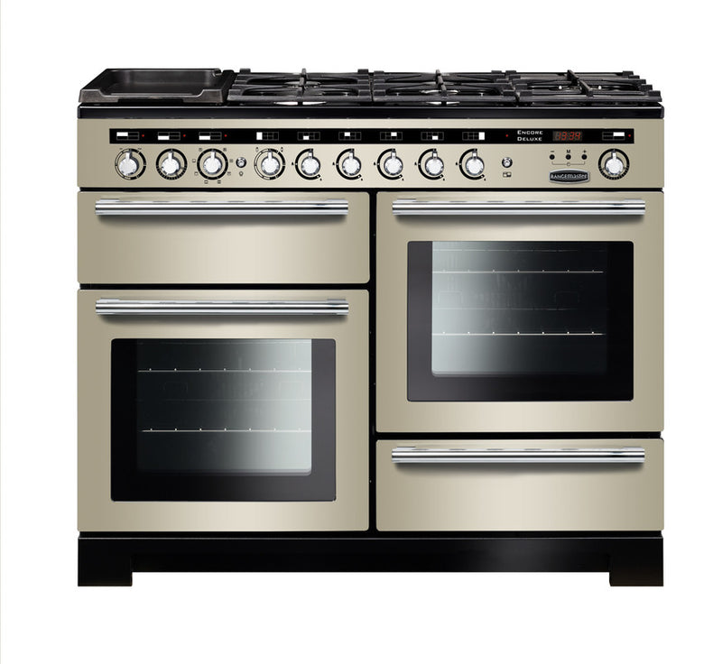 Load image into Gallery viewer, Rangemaster Encore Deluxe 110 | Dual Fuel | Ivory | Chrome Trim | EDL110DFFIV/C
