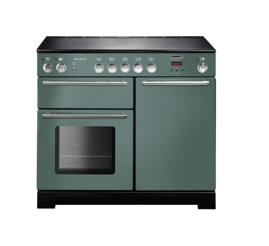 induction rangemaster infusion 100 in mineral green with chrome trim
