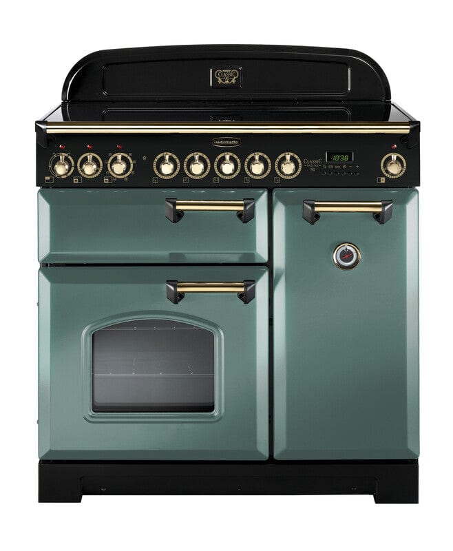 Load image into Gallery viewer, Rangemaster Classic Deluxe 90 | Induction | Mineral Green | Brass Trim | CDL90EIMG/B
