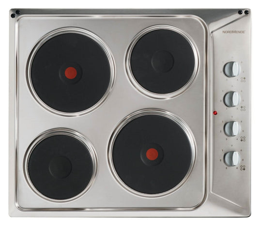 stainless steel electric hob with 4 heating zones
