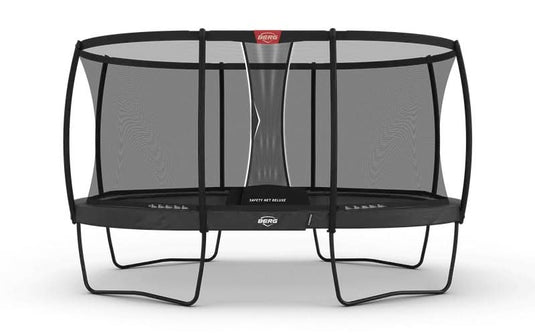 regular grey trampoline with safety net