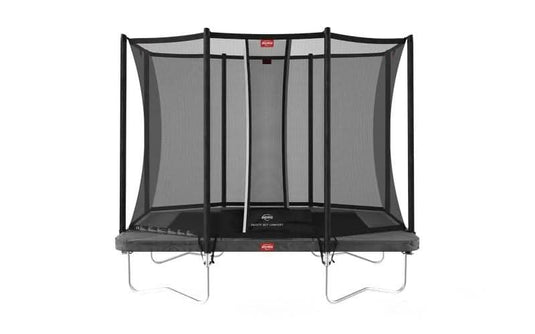 regular grey rectangular trampoline with safety net