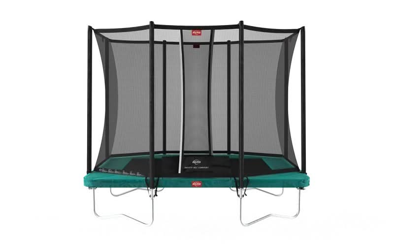 Load image into Gallery viewer, regular green rectangular trampoline with safety net