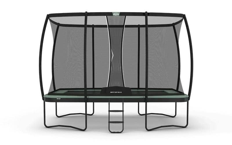 Завантажте зображення в засіб перегляду галереї, regular green rectangular trampoline with XL safety net