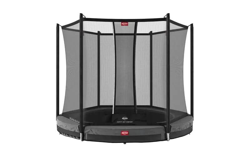 Load image into Gallery viewer, grey inground trampoline with safety net