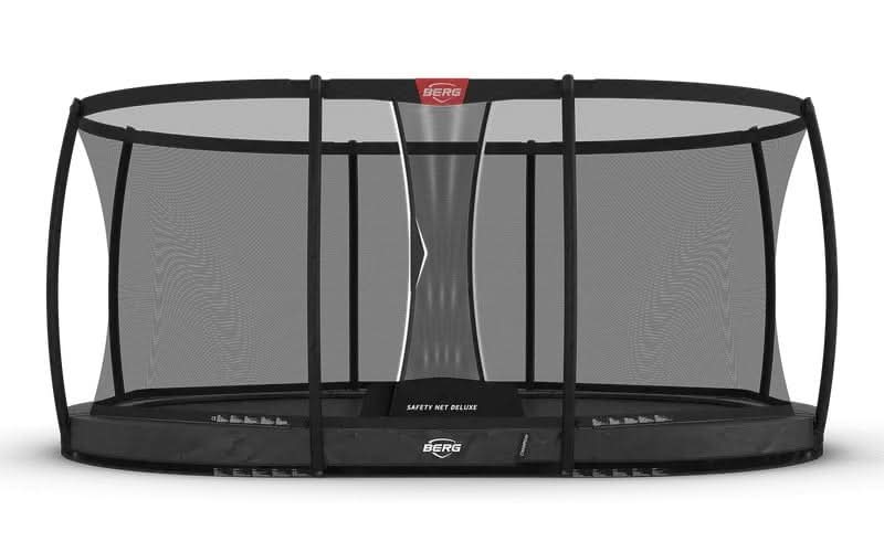 Load image into Gallery viewer, grey inground trampoline with safety net