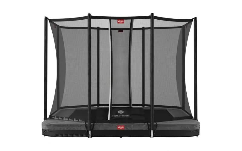 Завантажте зображення в засіб перегляду галереї, grey rectangular inground trampoline with safety net