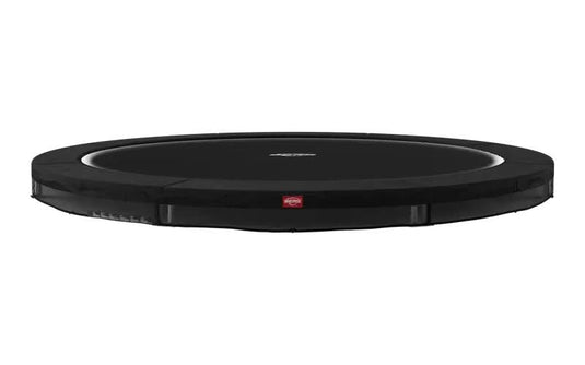black inground trampoline