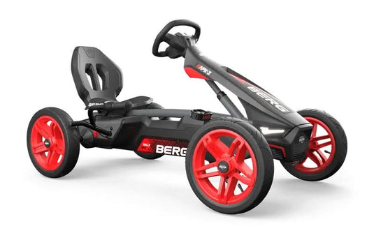 red and grey rally go kart