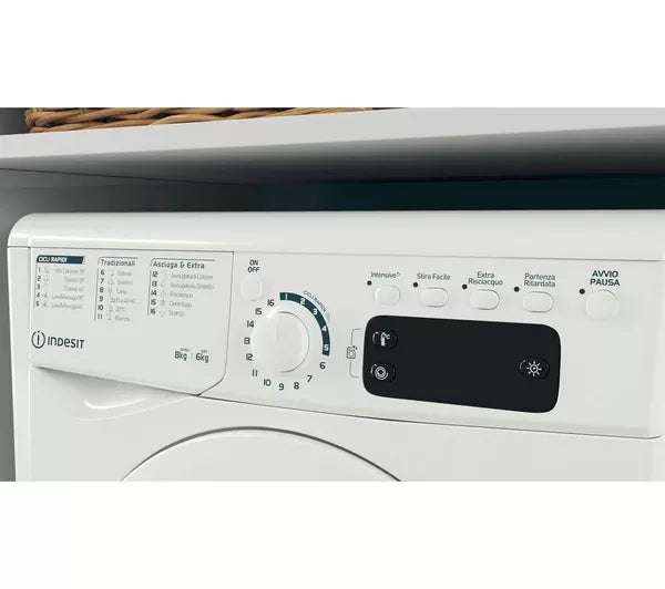 Load image into Gallery viewer, Indesit 8/6KG 1351 Spin Freestanding Washer Dryer | White | EWDE861483W