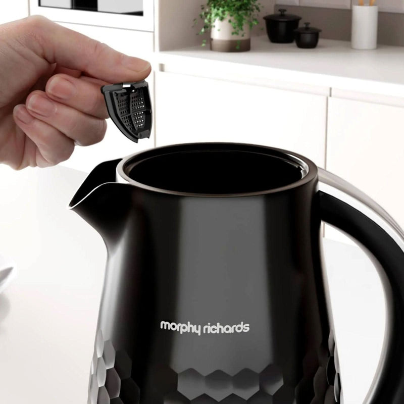 Завантажте зображення в засіб перегляду галереї, black morphy richards hive kettle with limescale filter