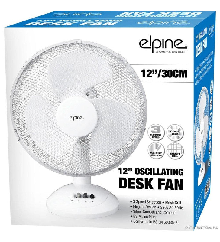 Завантажте зображення в засіб перегляду галереї, Elpine 3 Speed Oscillating Desk Fan | 12"/30cm | 311036