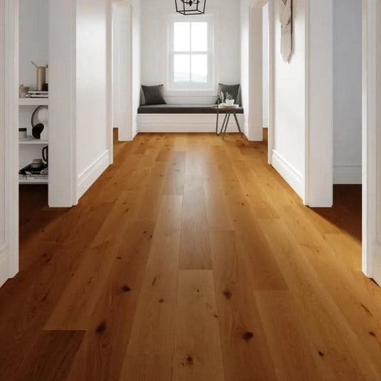 mountain rustic oak flooring displayed in a hallway