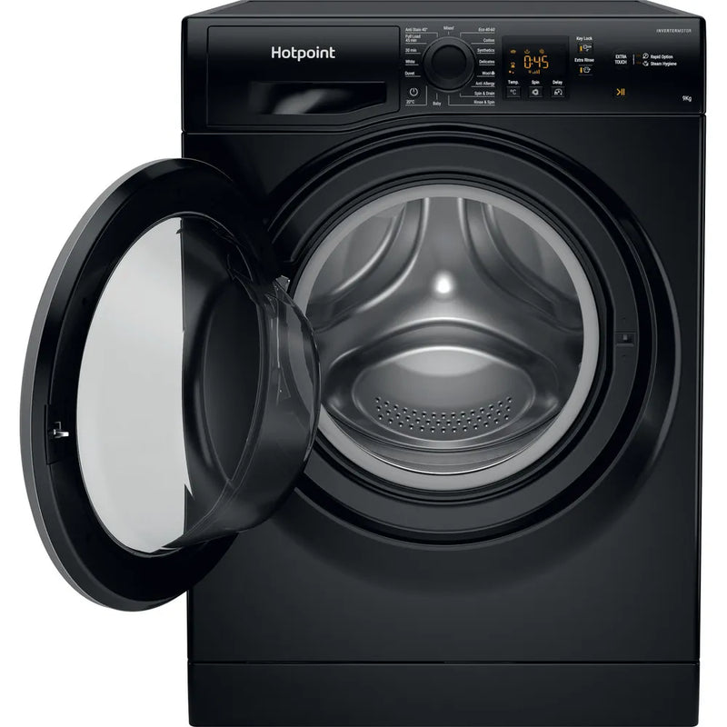 Load image into Gallery viewer, Hotpoint Washing Machine | 9kg | 1400 Spin | Black | NSWM945CBSUKN