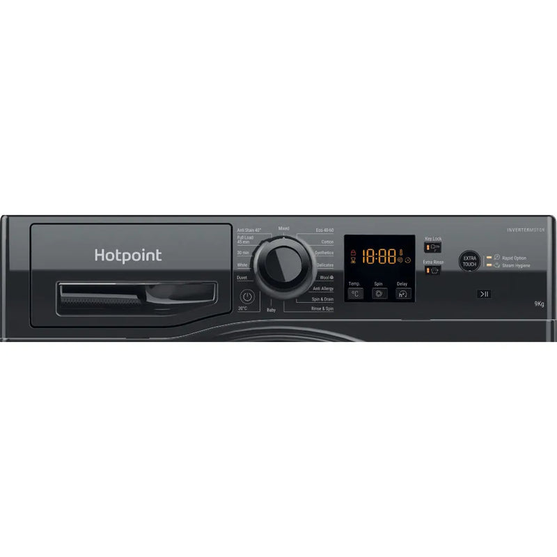 Load image into Gallery viewer, Hotpoint Washing Machine | 9kg | 1400 Spin | Black | NSWM945CBSUKN