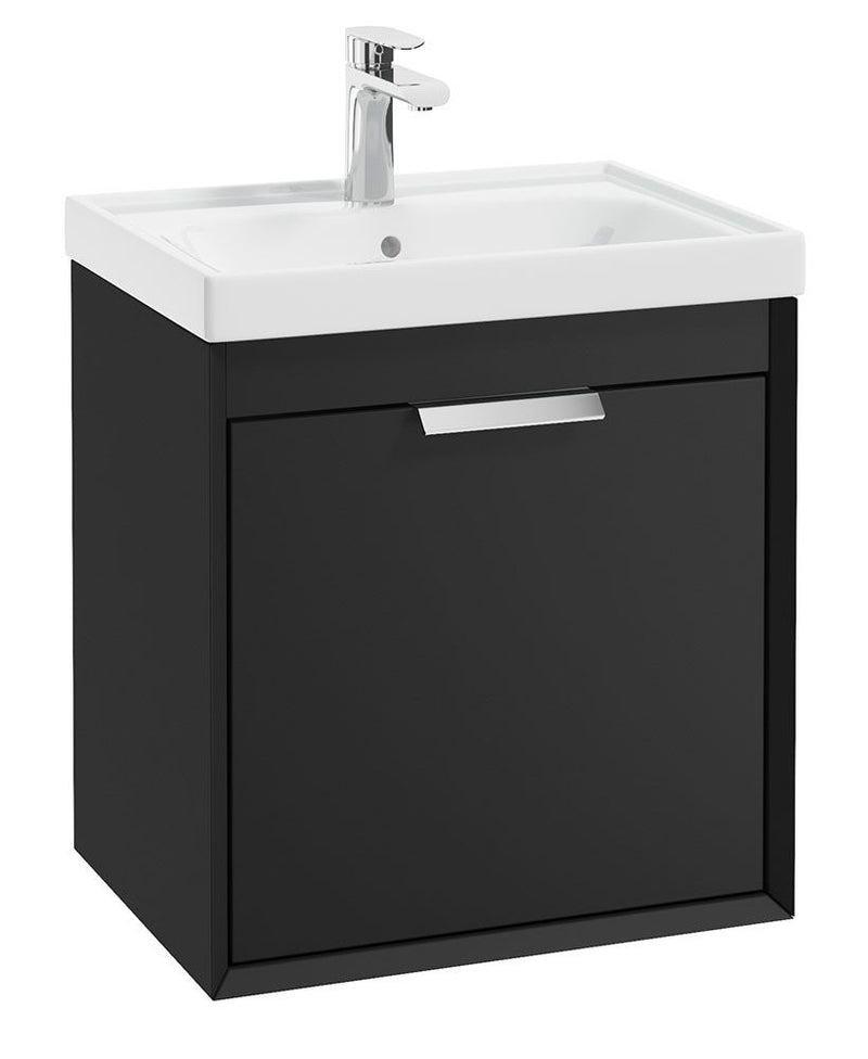 Load image into Gallery viewer, Matt Black vanity unit with Brushed Chrome Handle