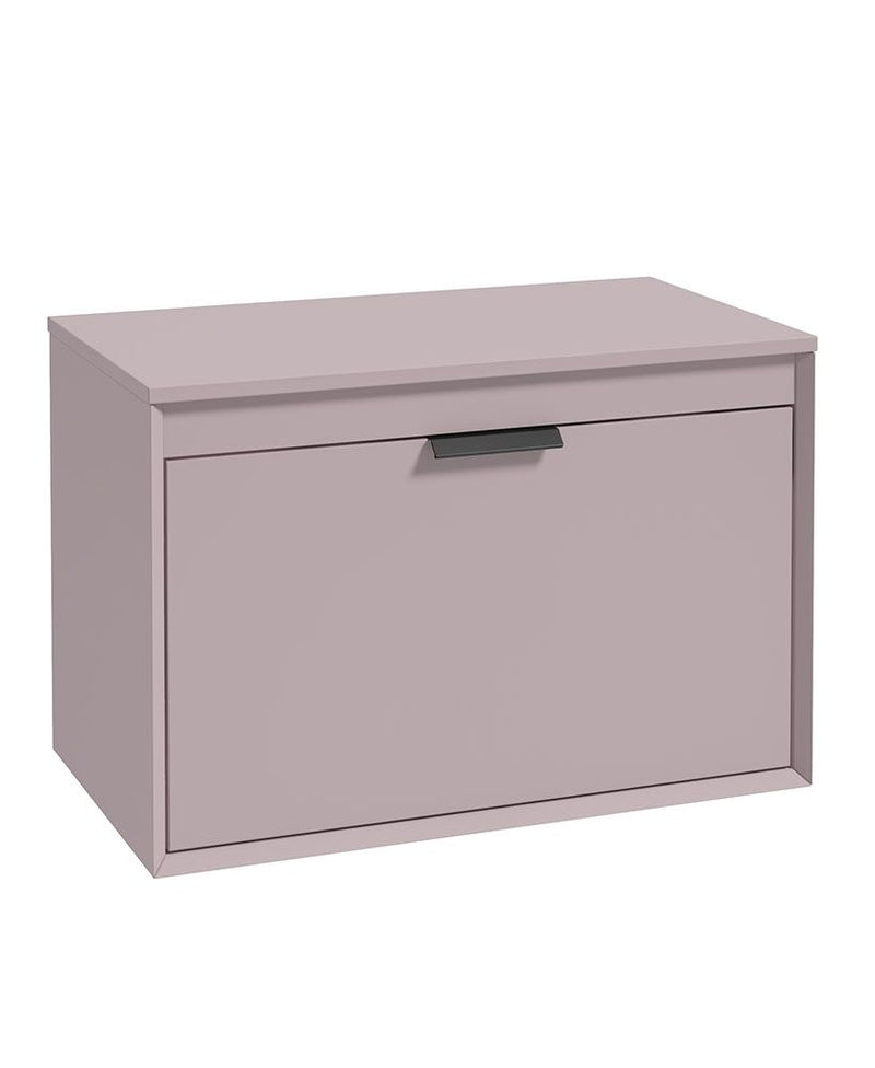 Załaduj obraz do przeglądarki galerii, Sonas Fjord Wall Hung 80Cm Two Drawer Countertop Vanity Unit | Matt Cashmere Pink | Matt Black Handle | UF1104