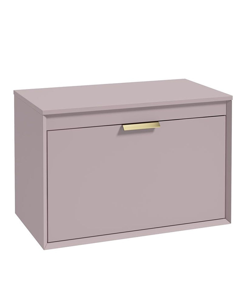 Załaduj obraz do przeglądarki galerii, Sonas Fjord Wall Hung 80Cm Two Drawer Countertop Vanity Unit | Matt Cashmere Pink | Brushed Gold Handle | UF1105