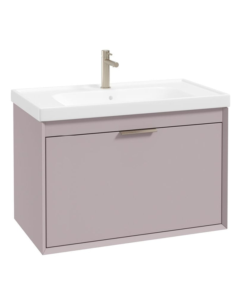Завантажте зображення в засіб перегляду галереї, Sonas Fjord Wall Hung 80Cm Two Drawer Vanity Unit | Matt Cashmere Pink | Brushed Nickel Handle | UF1694