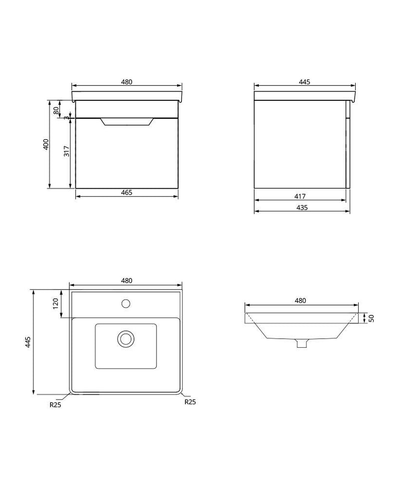 Załaduj obraz do przeglądarki galerii, Sonas Freya 50Cm 1 Drawer Wall Hung Vanity Unit Matt Cashmere Pink-Matt Black Handle | BWFRE501DRCP