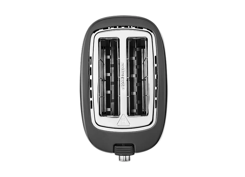 Load image into Gallery viewer, aerial view of the black/chrome 2 slice mr hive toaster