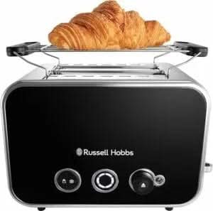 Завантажте зображення в засіб перегляду галереї, russell hobbs distinctions 2 slice toaster in black and stainless steel