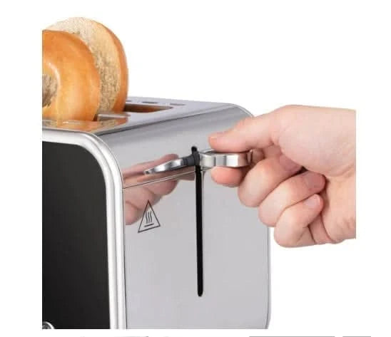 Завантажте зображення в засіб перегляду галереї, russell hobbs distinctions 2 slice toaster in black and stainless steel control panel
