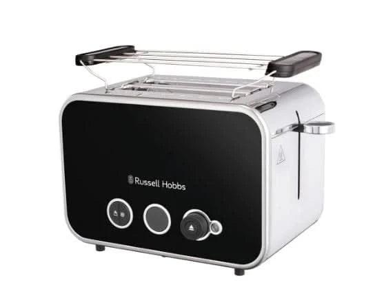Завантажте зображення в засіб перегляду галереї, russell hobbs distinctions 2 slice toaster in black and stainless steel