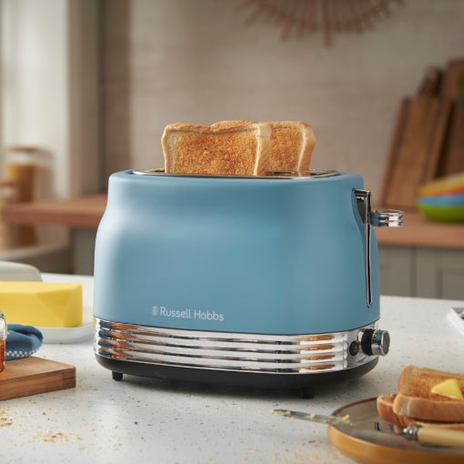 Завантажте зображення в засіб перегляду галереї, Russell Hobbs Hanley Retro Toaster 2 Slice | Blue | 28651