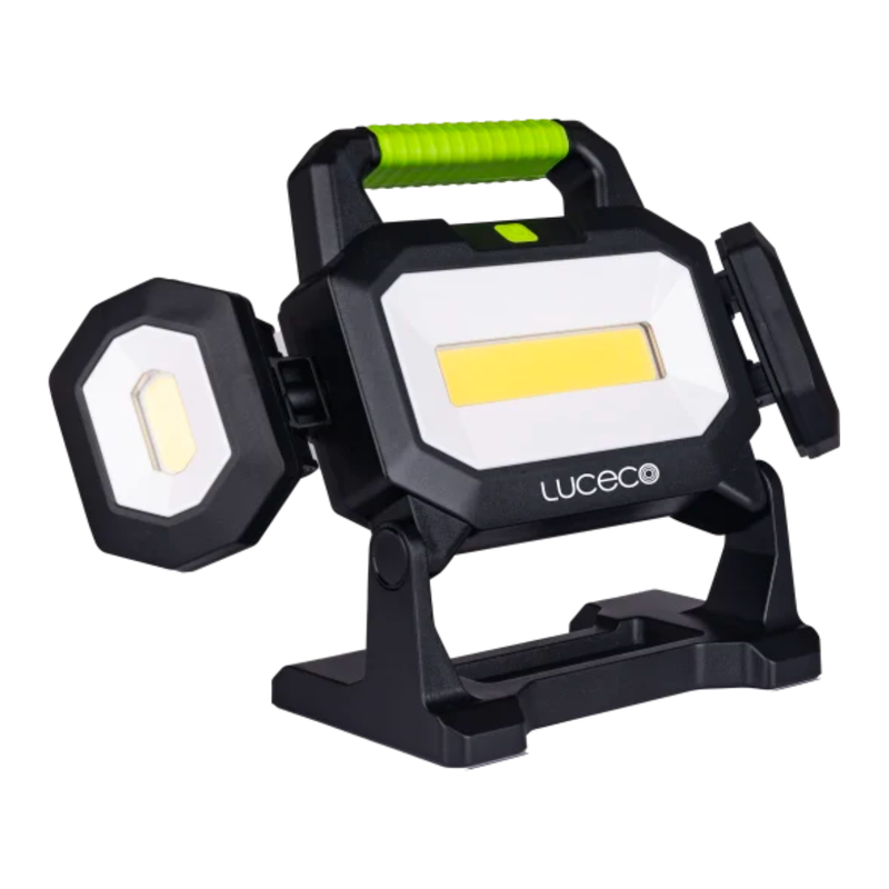 Завантажте зображення в засіб перегляду галереї, Luceco 18V Battery Powered Led Triple Head Worklight 2500Lm, 6500K With Adaptors | LILWV250G65-01