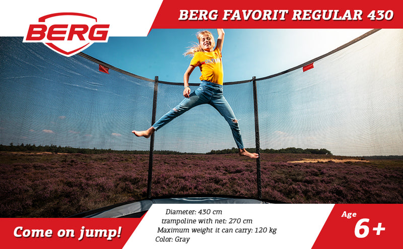 Load image into Gallery viewer, Berg Favorit InGround Trampoline | 430CM/ 14FT | Safety Net | Grey | 35.14.92.01