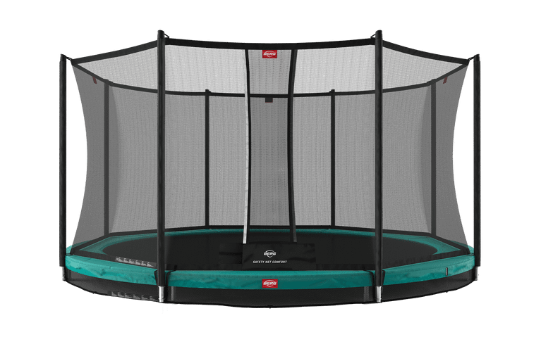 Load image into Gallery viewer, green inground trampoline with safety net