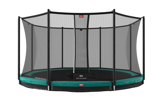 green inground trampoline with net