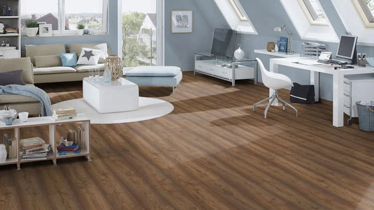 habana oak laminate flooring on display in a living area