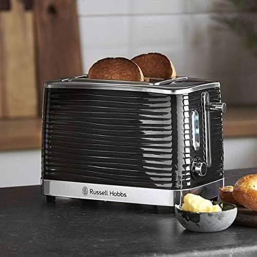 Завантажте зображення в засіб перегляду галереї, russell hobbs inspire 2 slice toaster in black wide slots