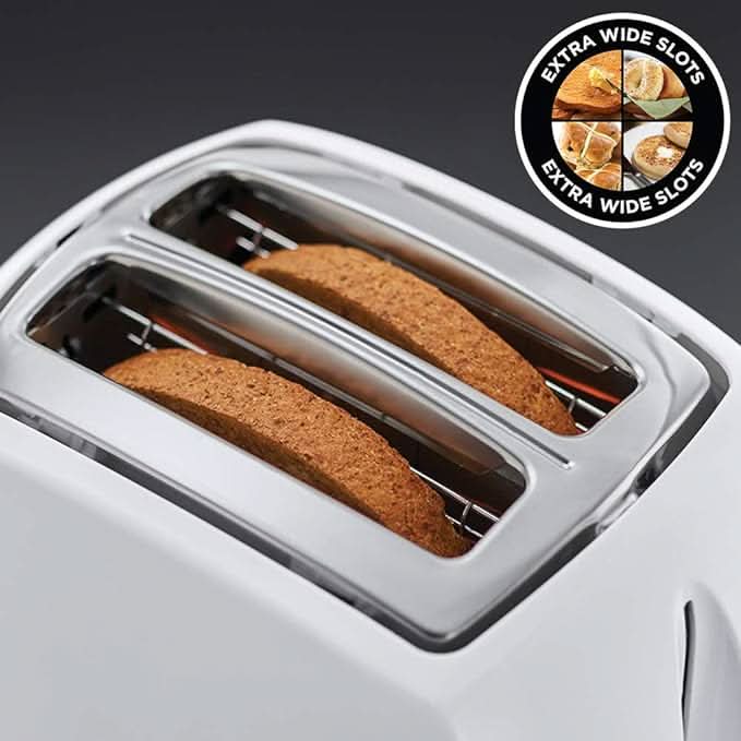 Завантажте зображення в засіб перегляду галереї, russell hobbs textures 2 slice toaster in white extra wide slots