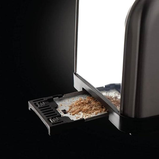 russell hobbs futura 2 slice steel toaster crumbs tray