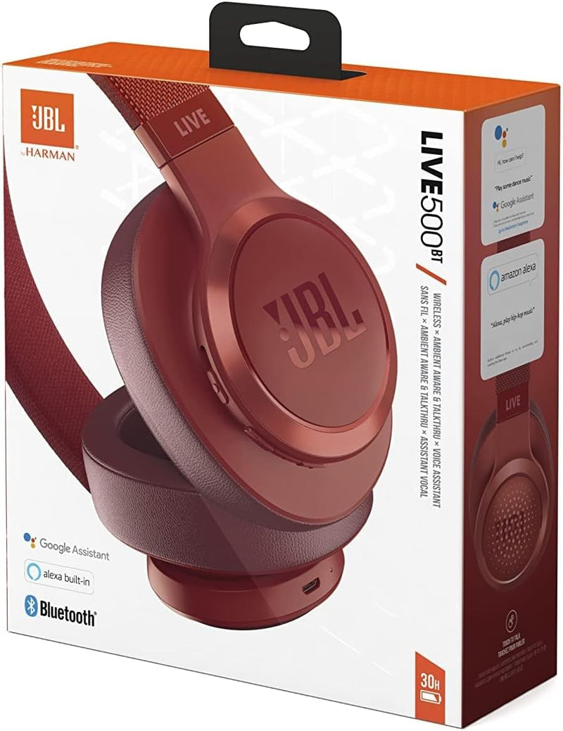 Load image into Gallery viewer, JBL LIVE500BT Around-Ear Wireless Headphones | Red | JBLLIVE500BTRED