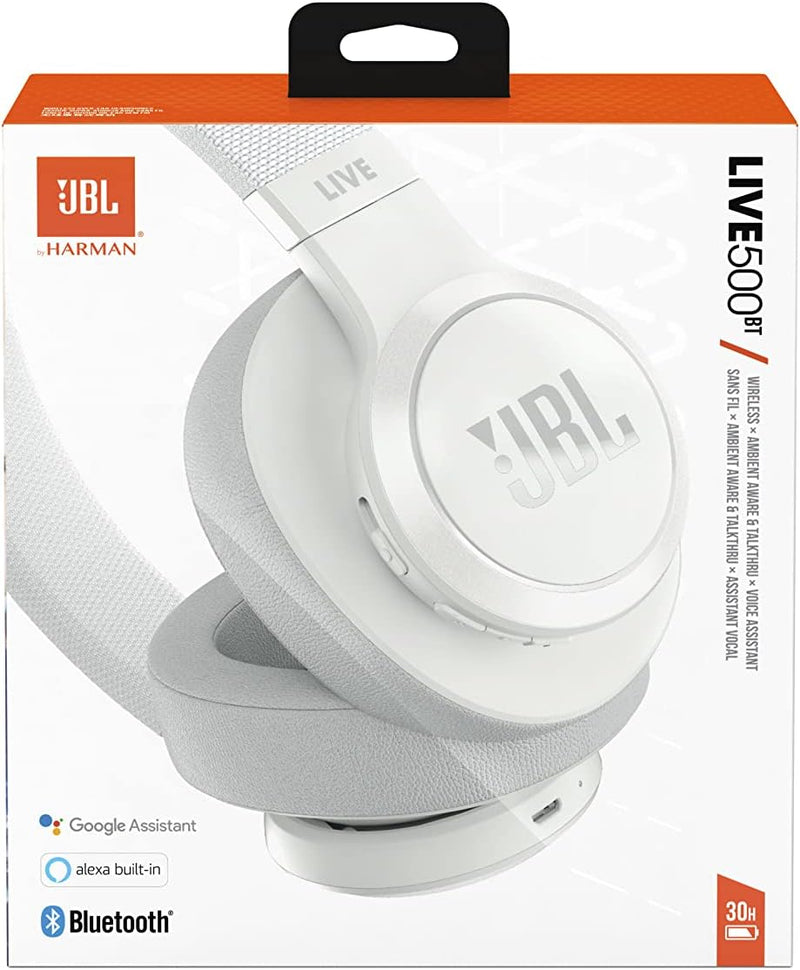 Load image into Gallery viewer, JBL LIVE500BT Around-Ear Wireless Headphones | White | JBLLIVE500BTWHT
