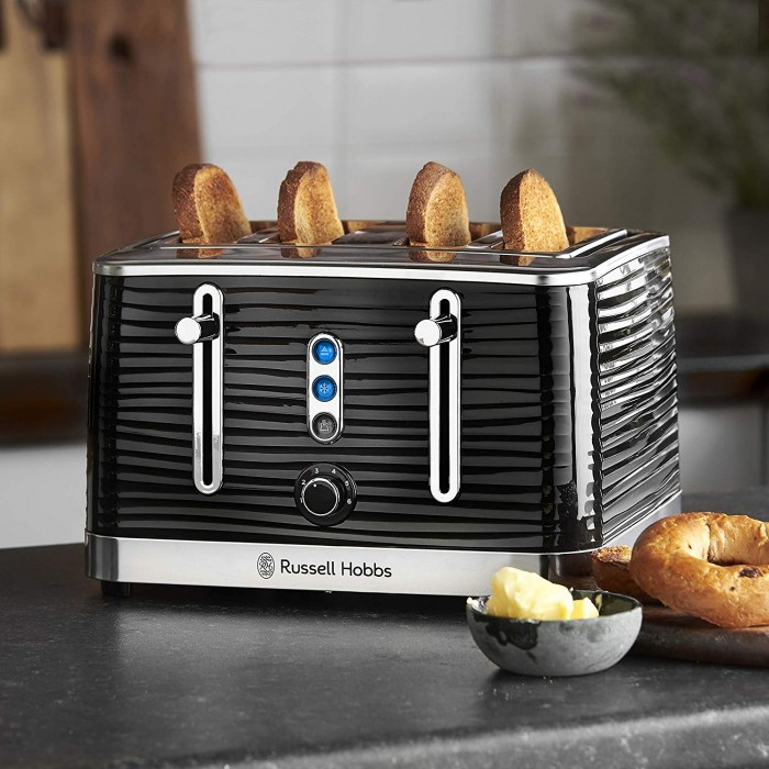 Завантажте зображення в засіб перегляду галереї, black russell hobbs inspire 4 slice toaster